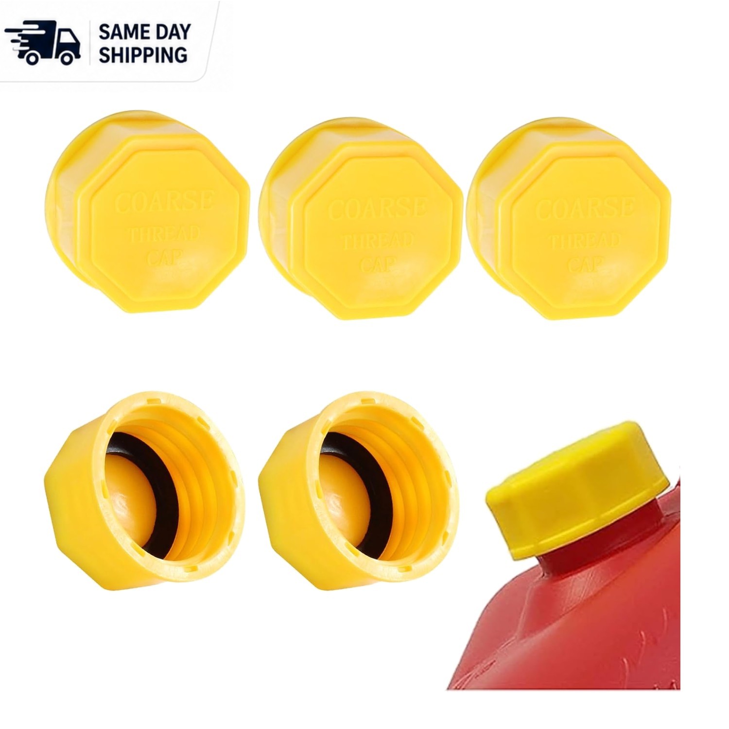 5 Gallon Gas Can Cap Replacement, 6 Pcs Coarse Thread Plastic Caps, Universal Fi