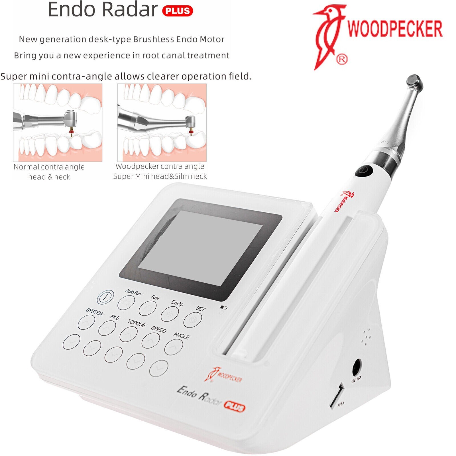 100% Woodpecker Dental Endo Radar Pro Brushless Endo Motor Built-inApex Locator