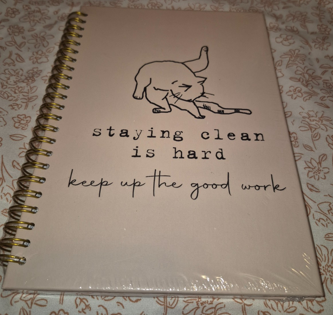 Beige Cat Quote, Wire Bound Journal 8.25 x 6 inches NEW