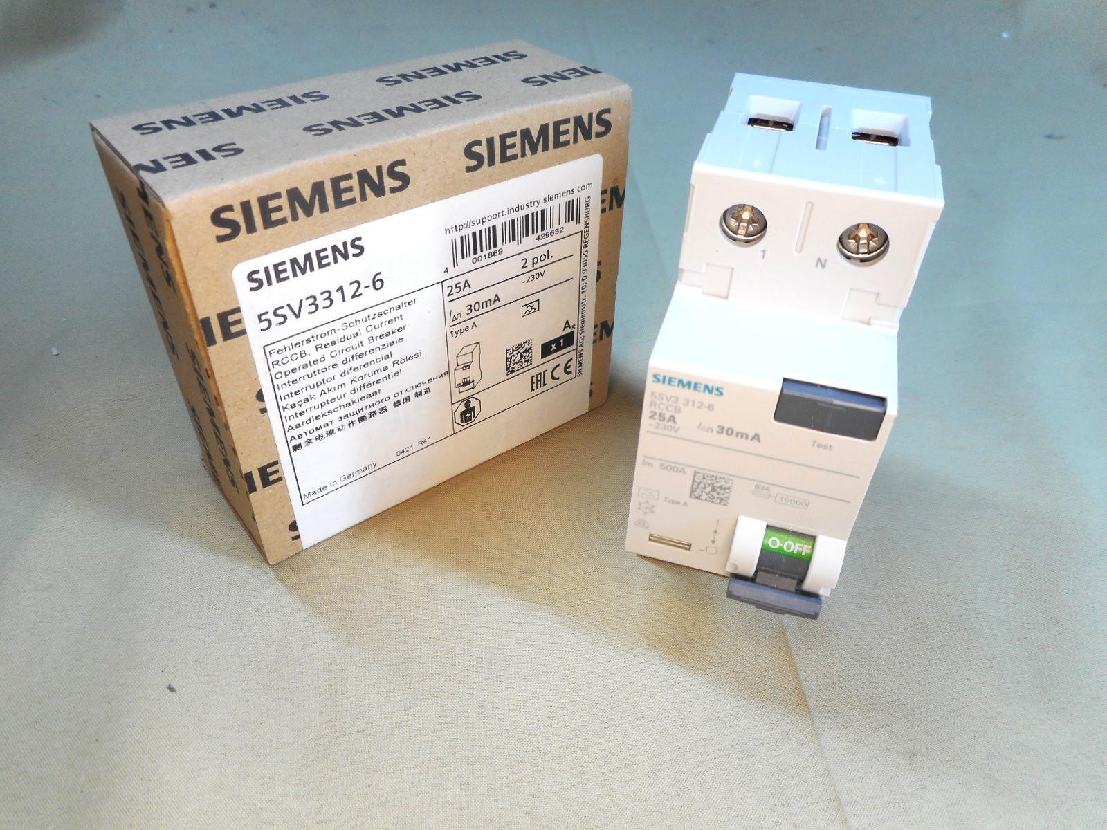 SIEMENS 5SV3312-6 circuit breaker, 2P, 25A (NIB)