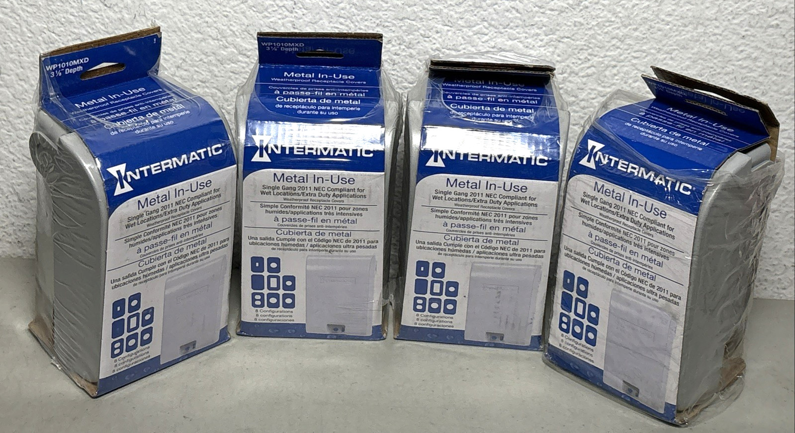 (4) Intermatic WP1010MXD 3 1/8″ Depth Metal Weatherproof Receptacle Covers – NEW