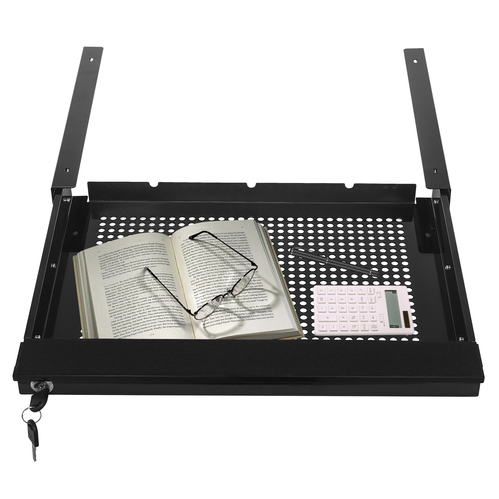 Slide Out Under Desk Keyboard Tray Pull Out Keyboard Drawer Shelf Vented Design