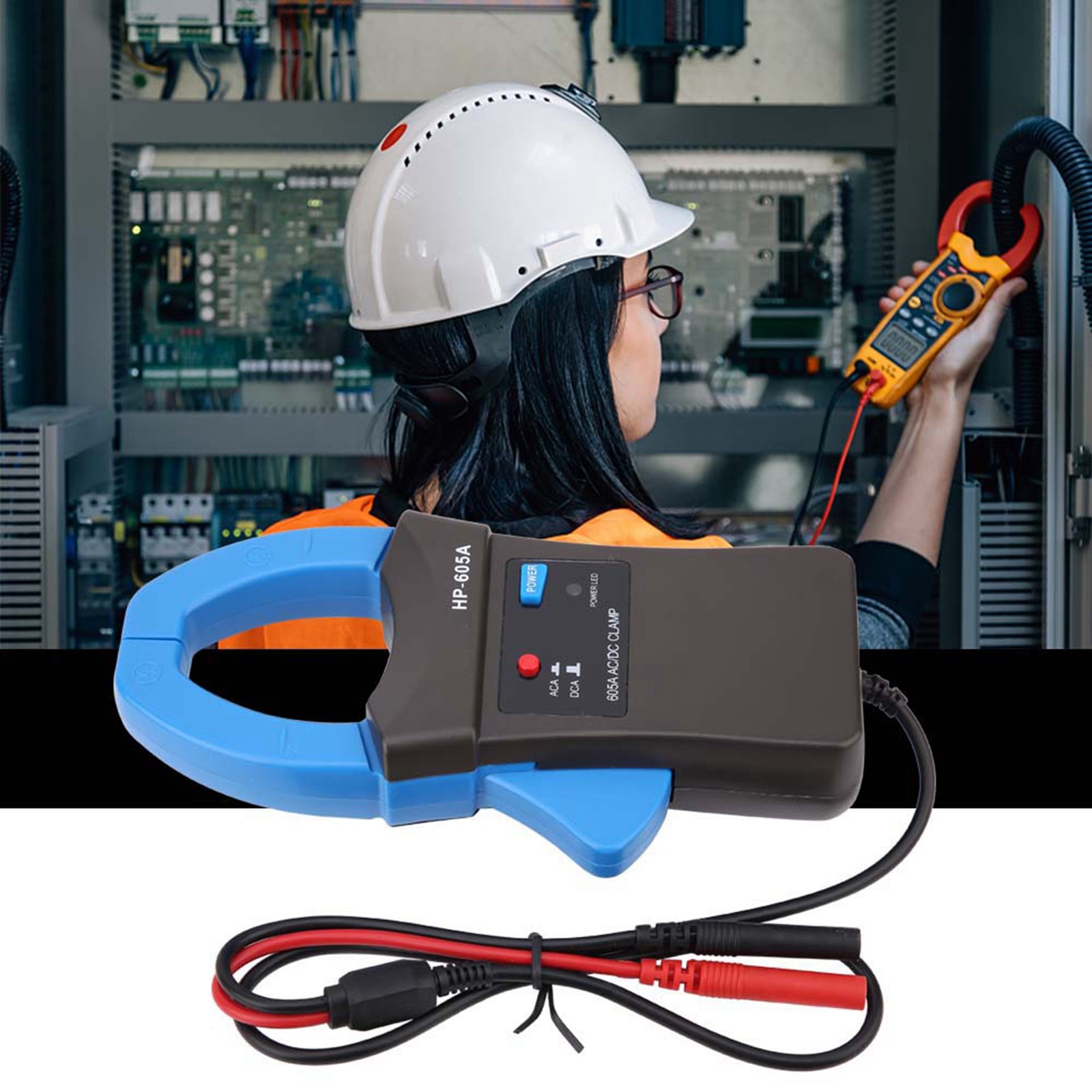605a 600A DC AC Current Clamp Adapter ClampOn Meter Tester With Test Probes