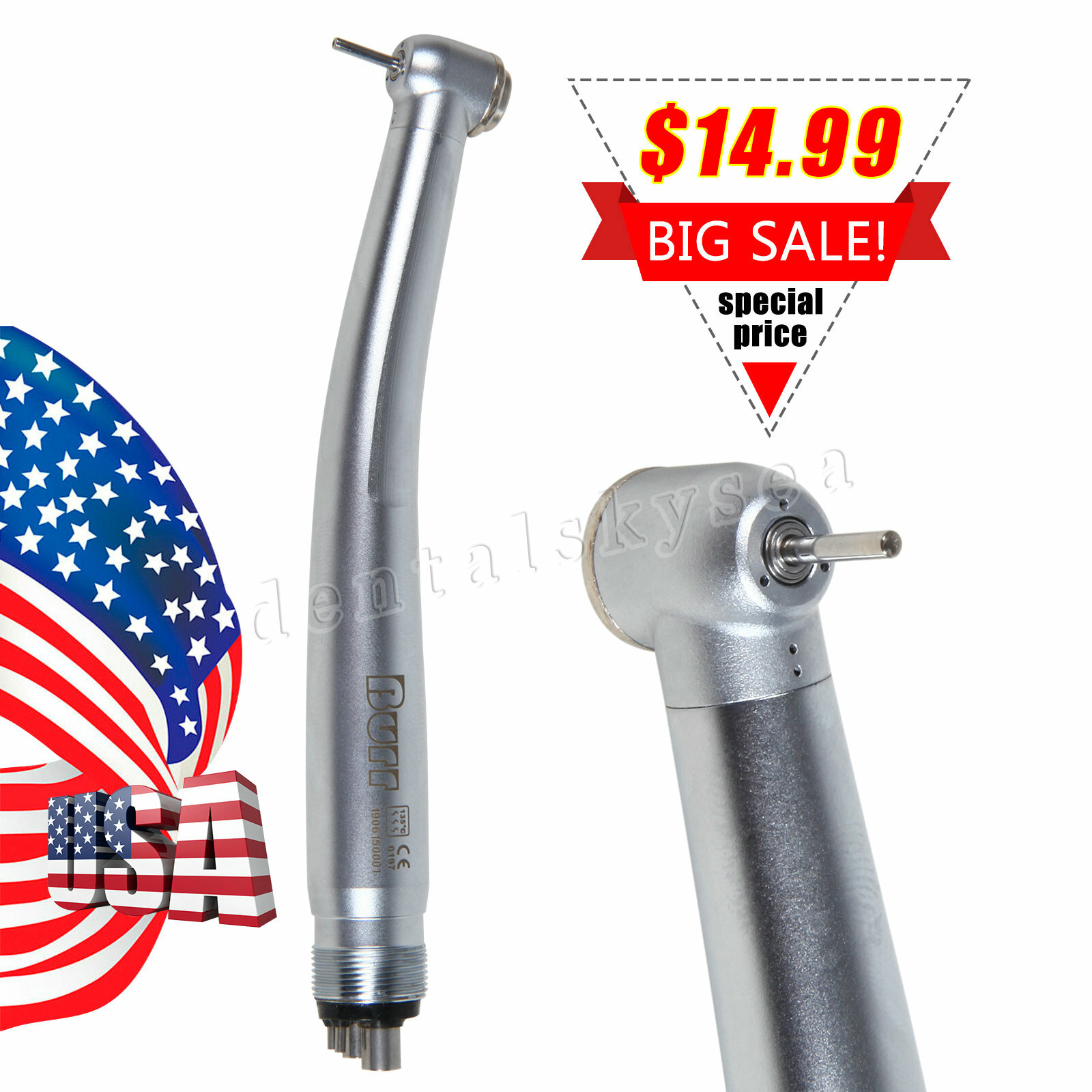 NSK PANA MAX Style Dental High Speed Turbine Handpiece Push Button 4 Hole Burr