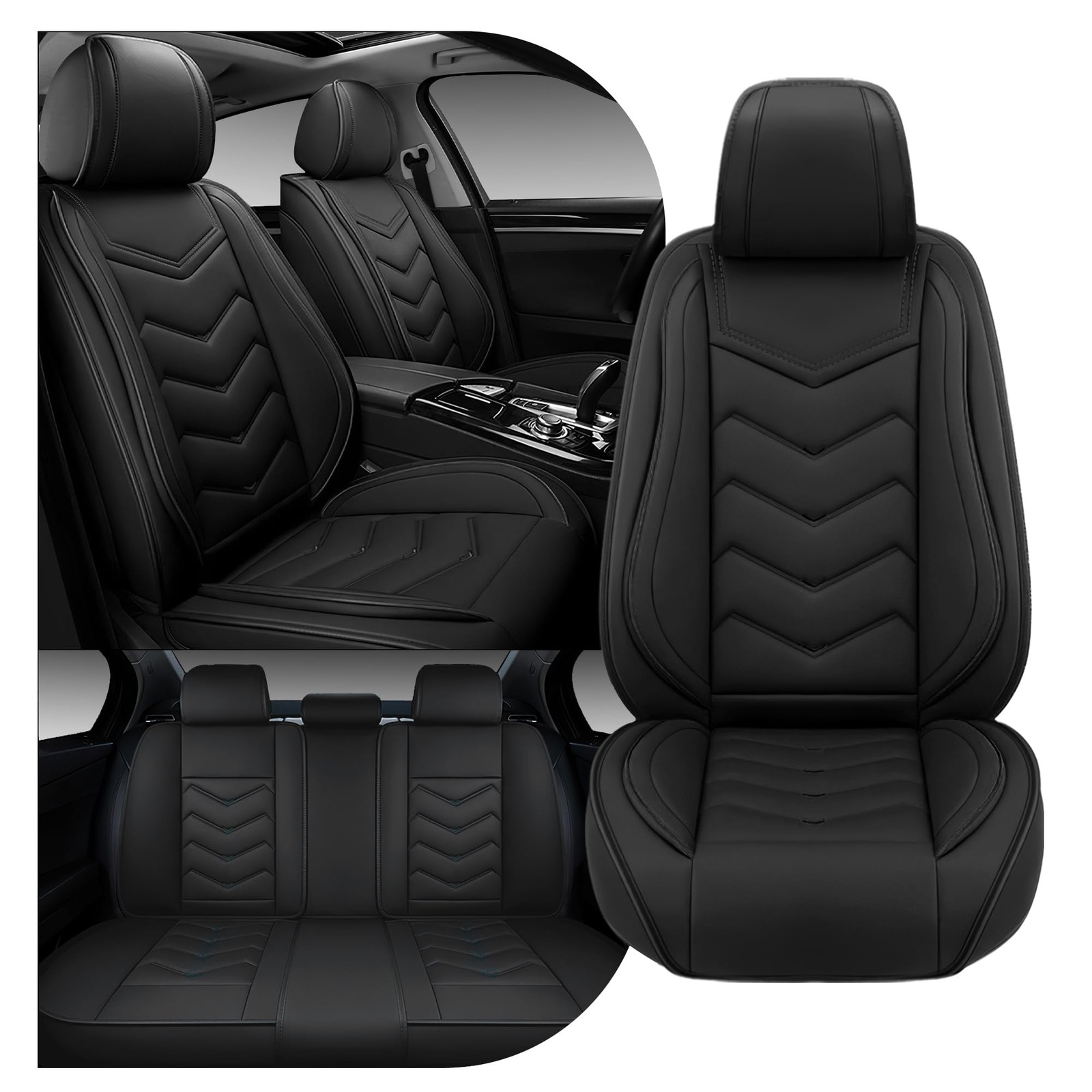 Car Seat Covers Lincoln Navigator 2000-2026 Nappa Leather Pure Black 5 Seats