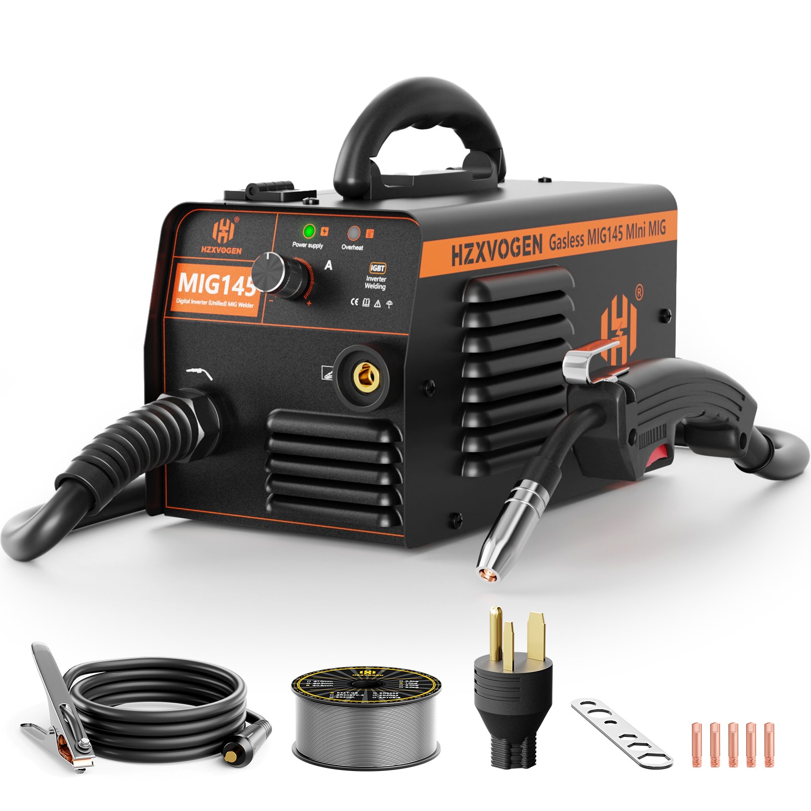 145A 110V 220V Gasless MIG Welder Dual Volt Flux Cored Wire IGBT Welding Machine