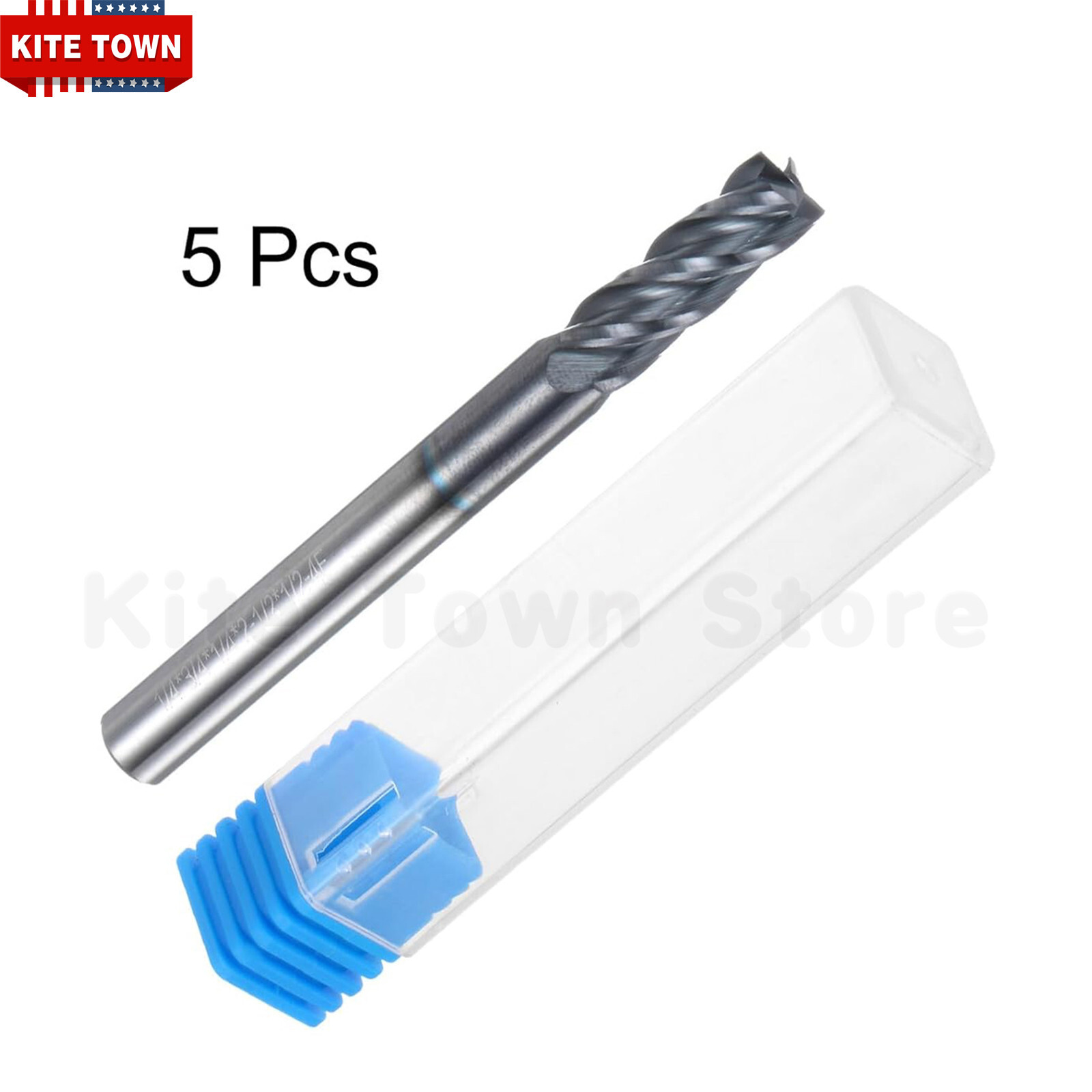 5Pcs 4-Flute 1/4″ x 3/4″ x 2-1/2″ Solid Carbide End Mills AlTiN Coated CNC Bit