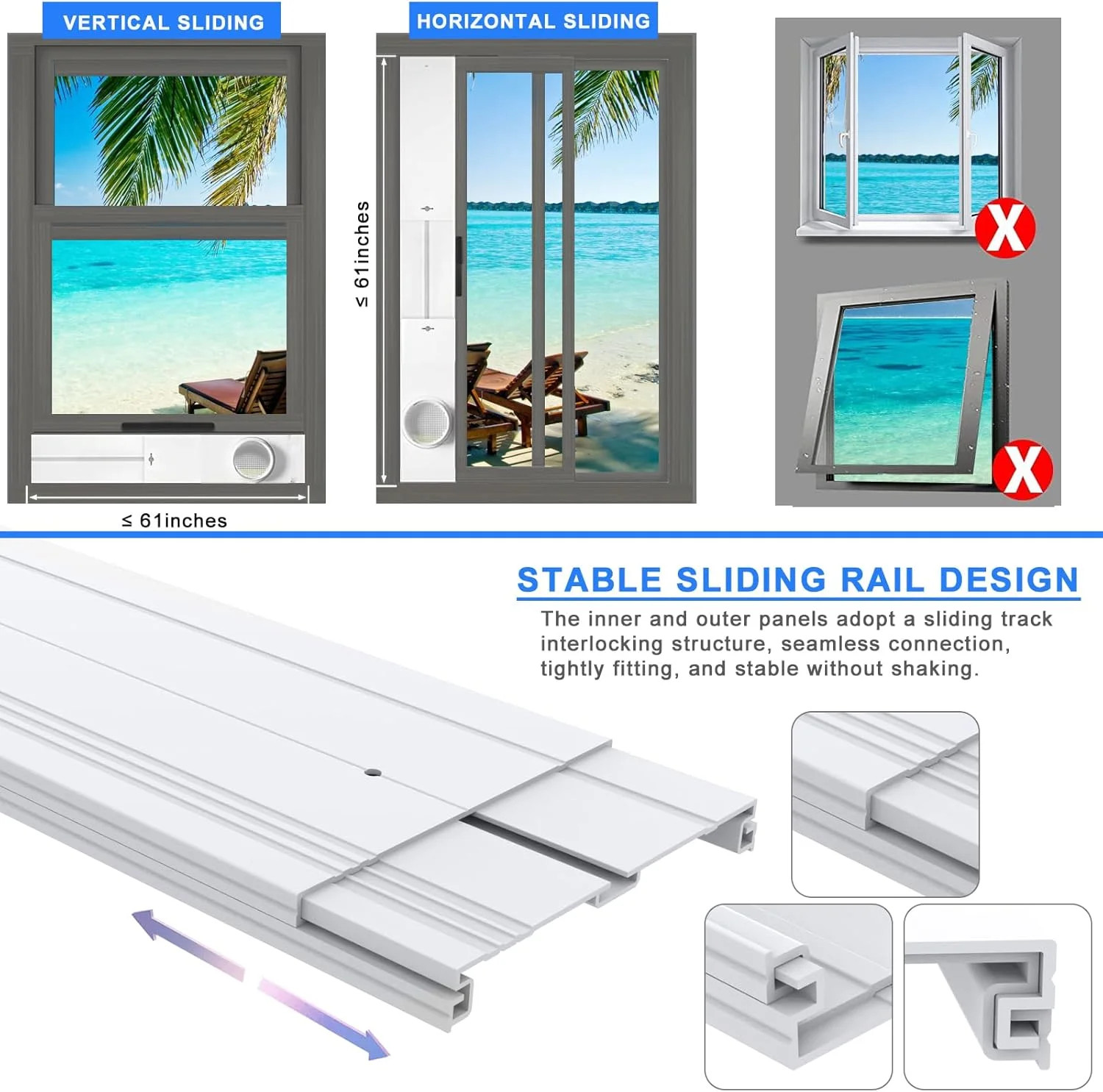 Portable Air Conditioner Window Kit with Universal Coupler Fit for 5.1″/5.9″ Exh