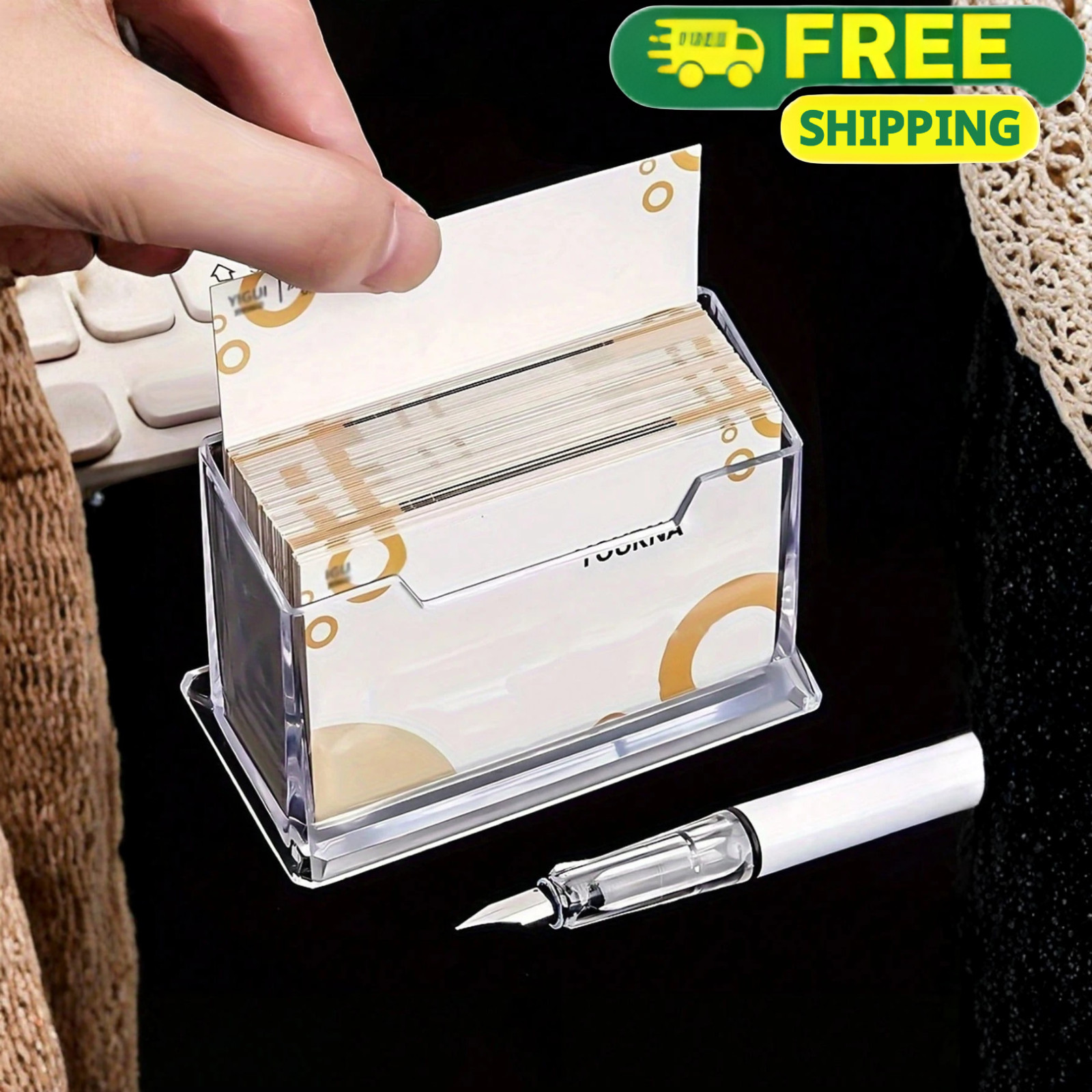 1pcs Transparent Acrylic Business Card Holder For Office Desk Card Stand Display