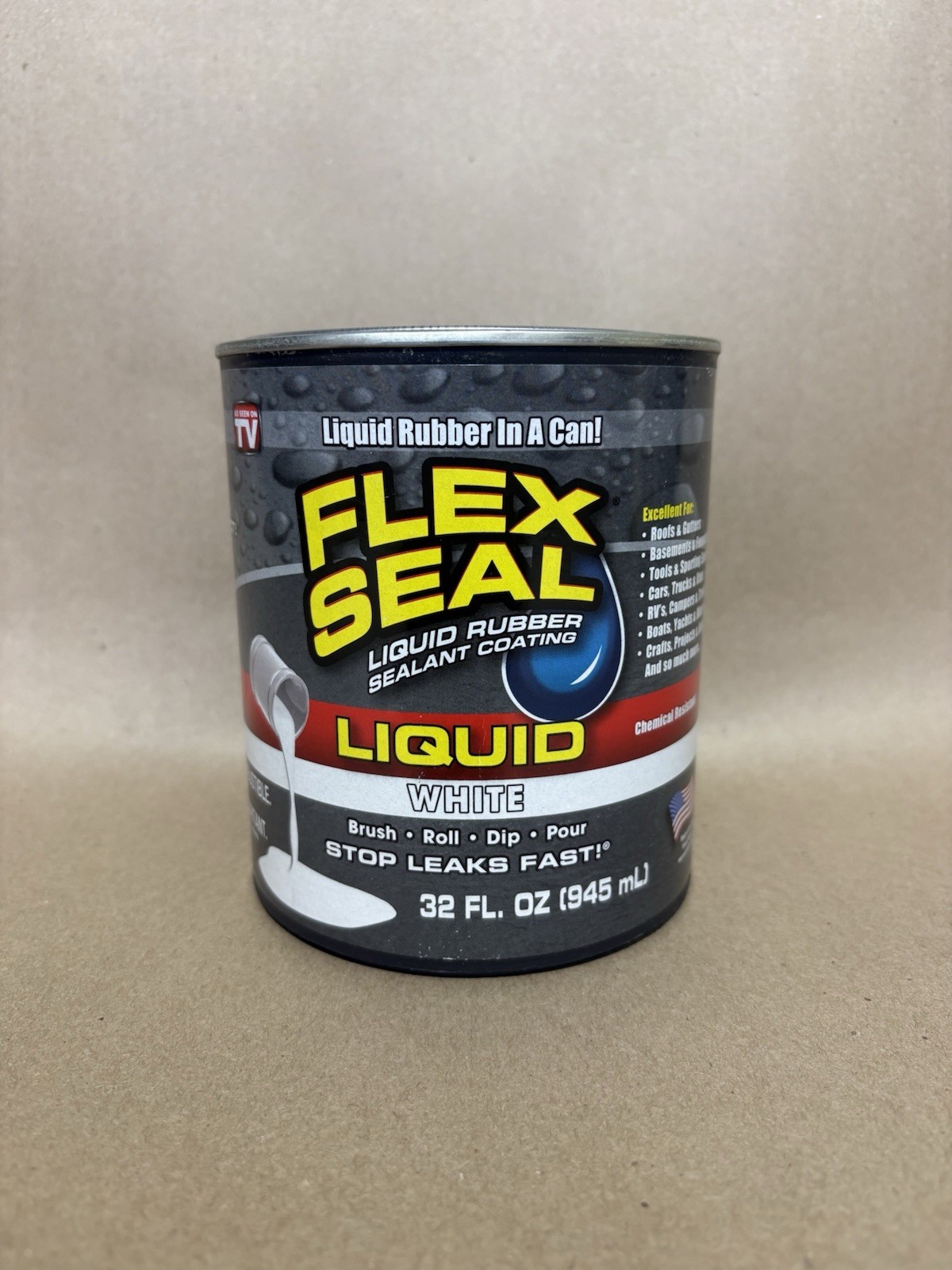 Flex Seal Liquid, 32 oz, White, Liquid Rubber Coating Sealant