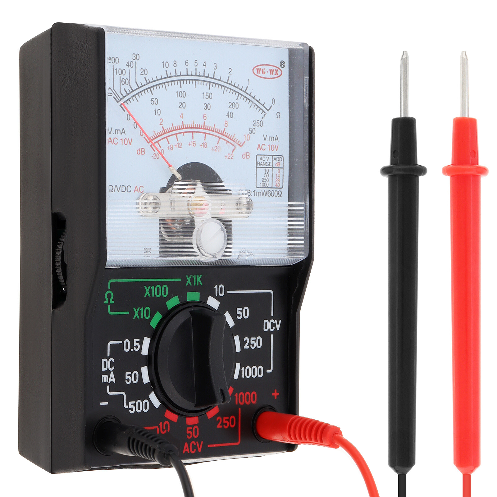 Small Analog Multimeter Pointer AC DC Voltage Analog Volt Meter with Test Leads