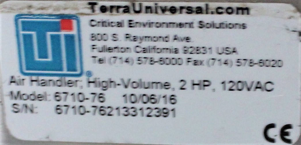 Terra Universal 6710-76 Humidity Control System for Pharmaceuticals (3367400)