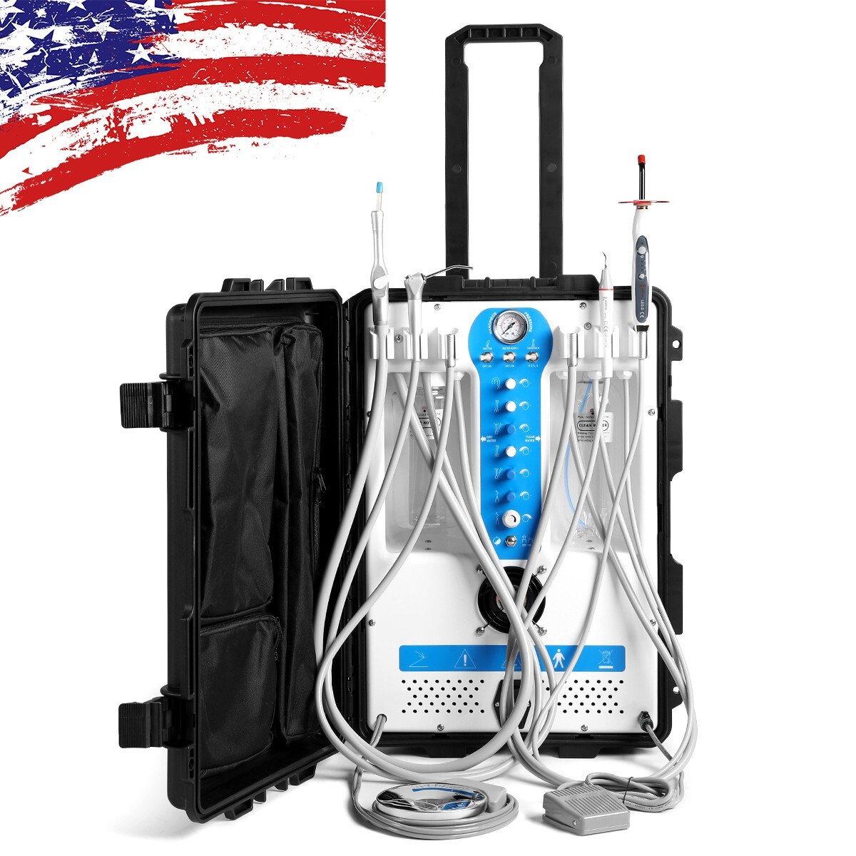 FDA Portable Dental Delivery Unit High Suction System Air Compressor 4 Hole