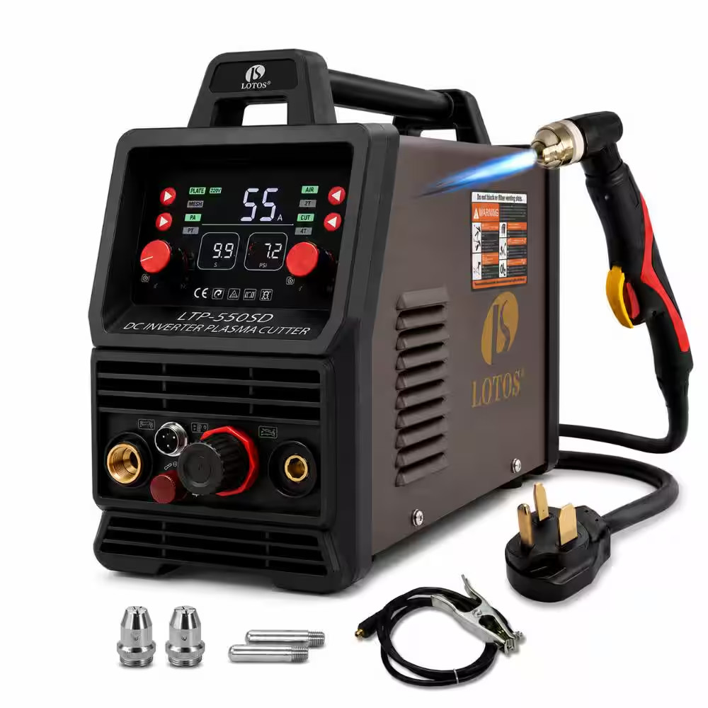 55 Amp Non-Touch Pilot Arc Plasma Cutter with Surface Rust Removal Mode, Dual Vo