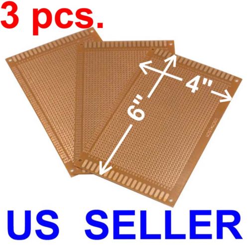 3 Pcs 4×6″ 9x15cm Prototyping PCB Printed Circuit Board Prototype Breadboard Kit