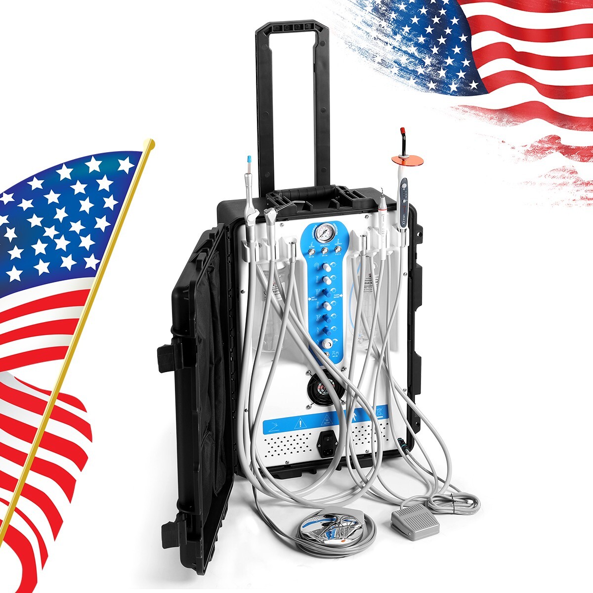 FDA Portable Dental Delivery Unit High Suction System Air Compressor 4 Hole