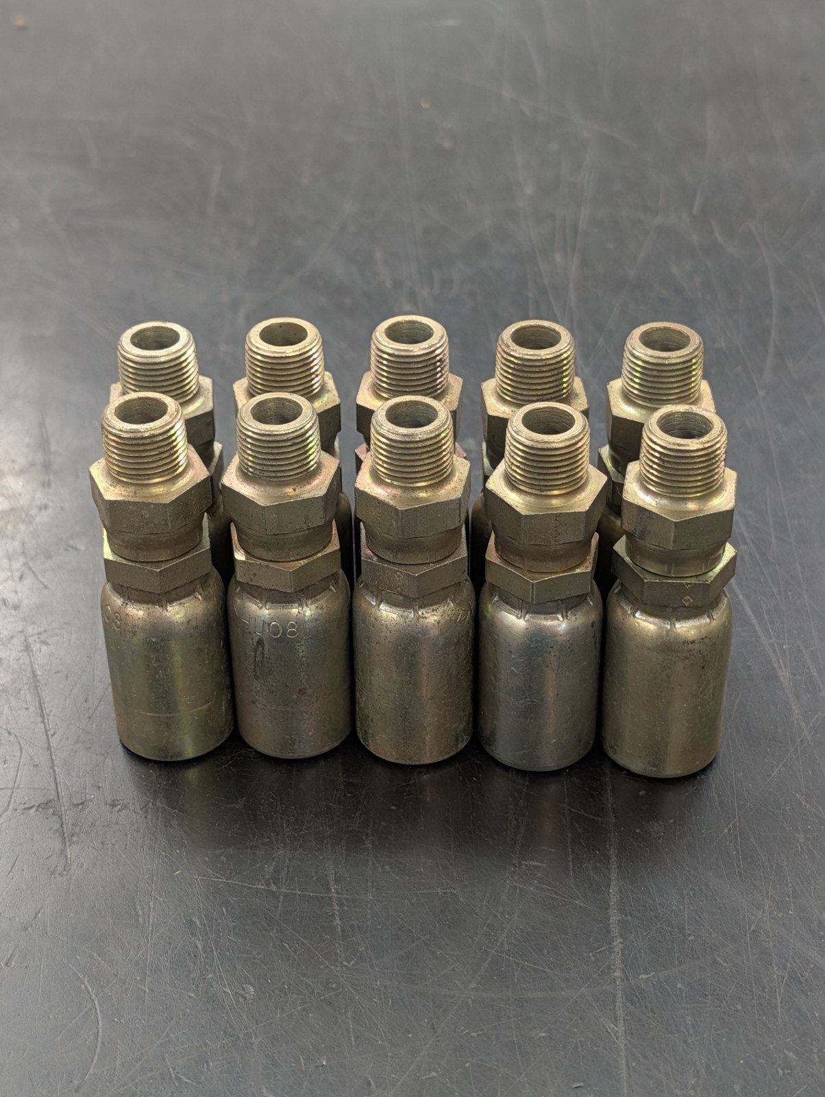 1/2 Hose x -06 NPT Male Swivel Long Hydraulic Hose Fitting HU08-06MPX – Qty 10