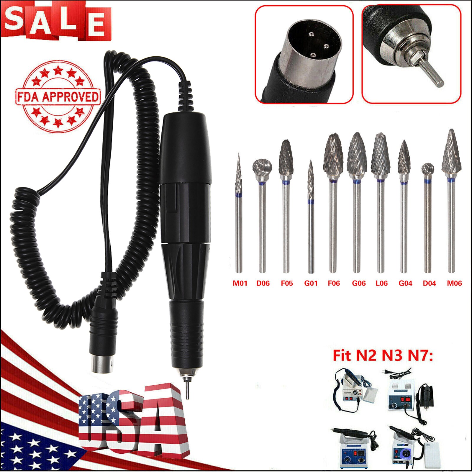 USA Dental Lab Electric Micromotor Polishing Handpiece 35,000 rpm Fit Marathon