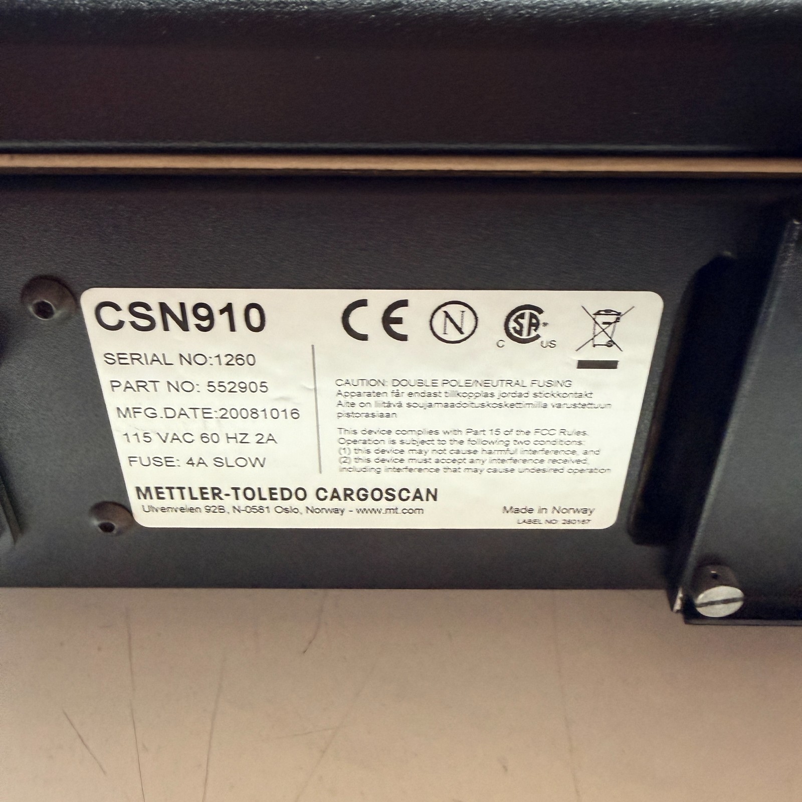 Mettler Toledo CargoScan CSN910 Black Dimensioning Scanner Kit (For Parts)