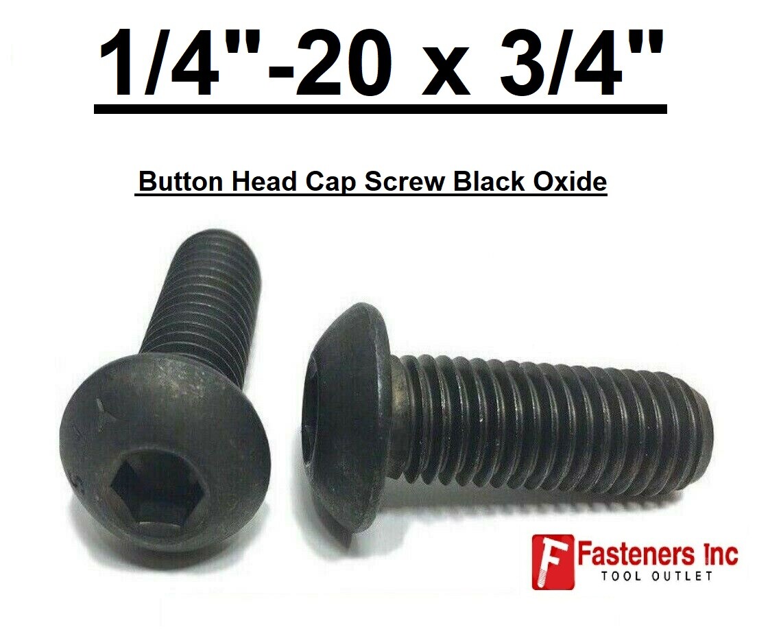 1/4-20 x 3/4″ Button Socket Head Cap Screws Allen Hex Black Oxide Alloy Steel