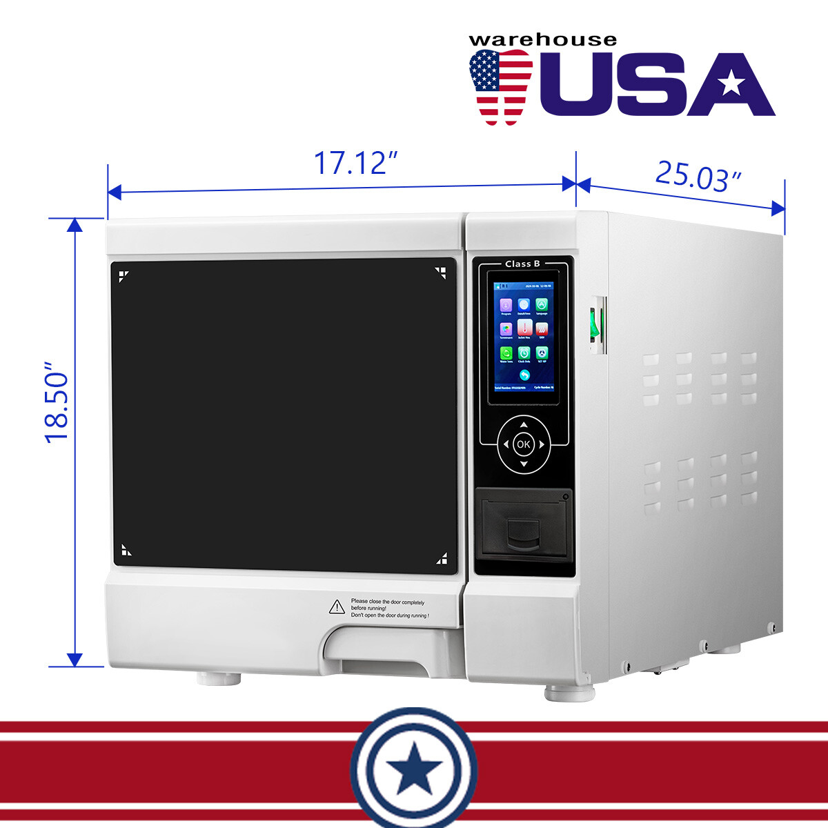18L/22L Dental Autoclave Steam Sterilizer Medical Class B Drying/w/ Printer