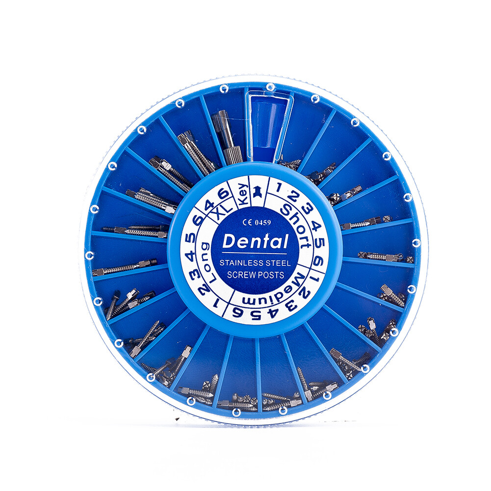 Dental Stainless Steel Endo Screws Conical Screws Posts Assorted Kit 120pcs&2Key