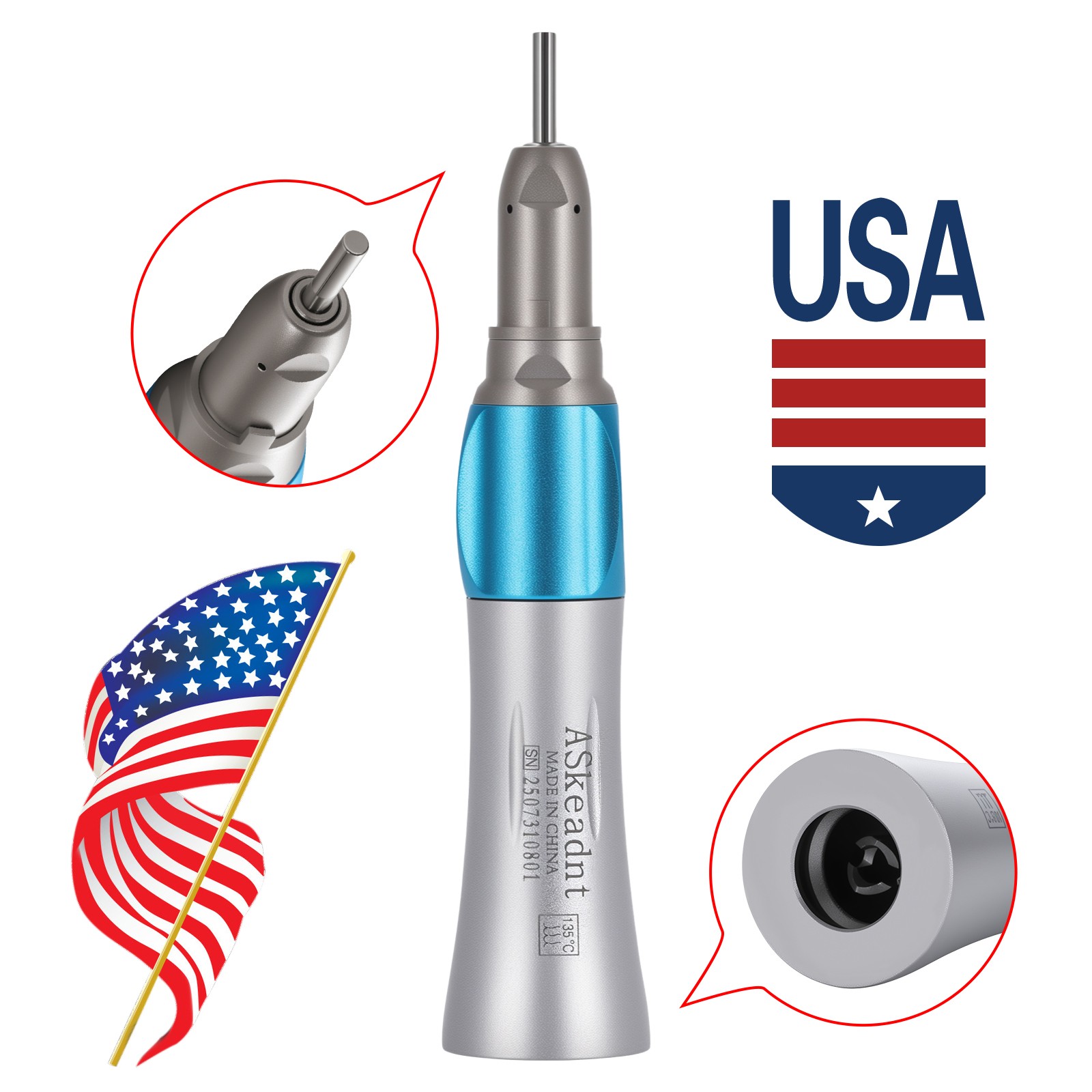E-TYPE Dental Slow Low Speed Straight Nose Cone Handpiece NSK STYLE
