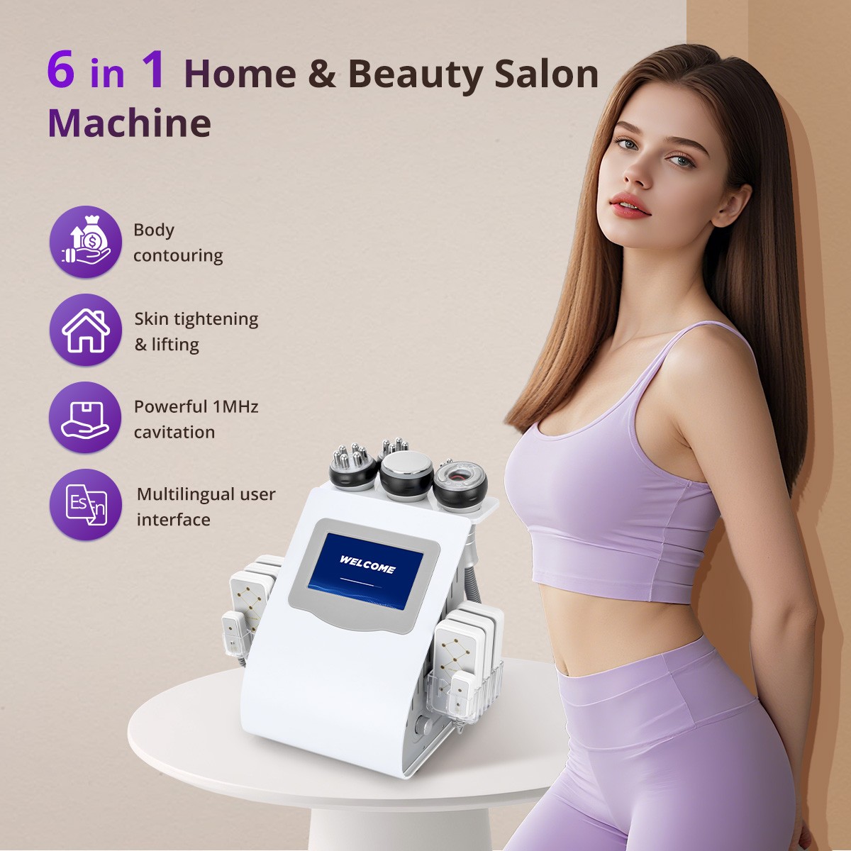 New 6 in 1 Beauty Machine for Facial Skin Smoothing Body Massage Home Use