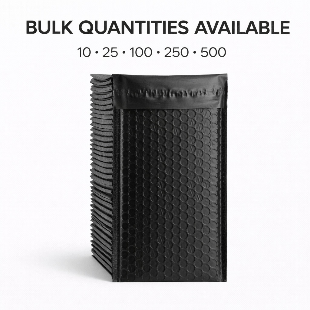 Black Bubble Mailers 6.5×10 Poly Padded Envelopes Self Seal Shipping Bags Bulk