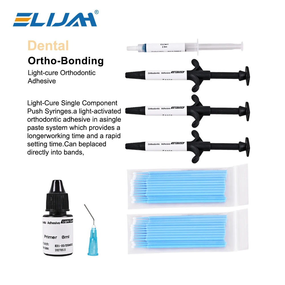 Dental Orthodontic Glue Bonding Light Cure Composite Resin Kit Adhesive Etch Gel
