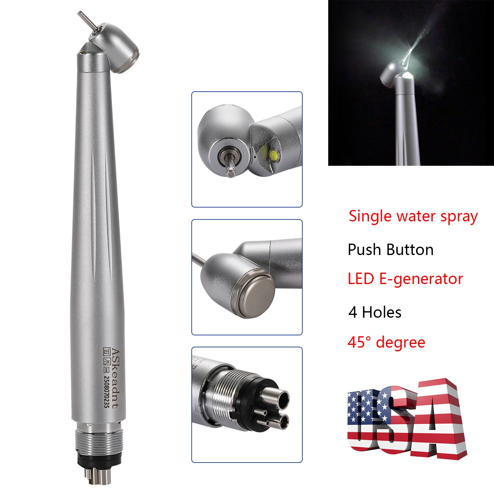 NSK Style SG20 Dental Implant 20:1 Reduction Contra Angle Handpiece Push Button