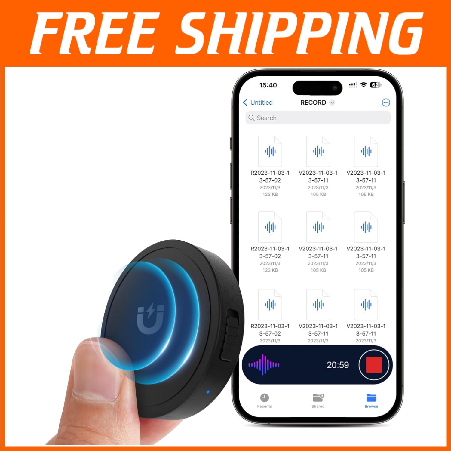 9800H Voice Recorder – AI Noise Reduction, Portable Recorder