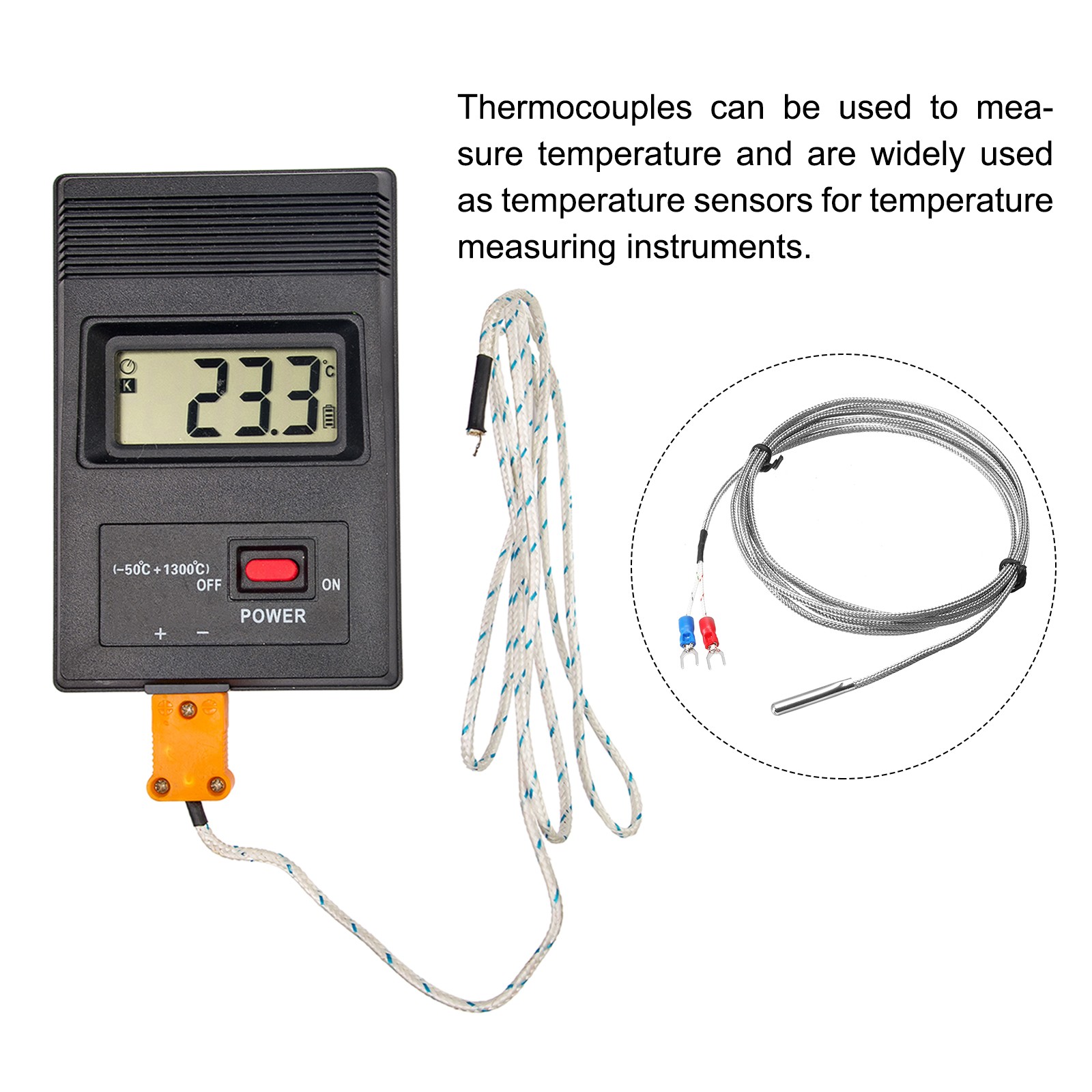 E Type Thermocouple Temperature Sensor Probe 4x30mm 6.6ft Wire