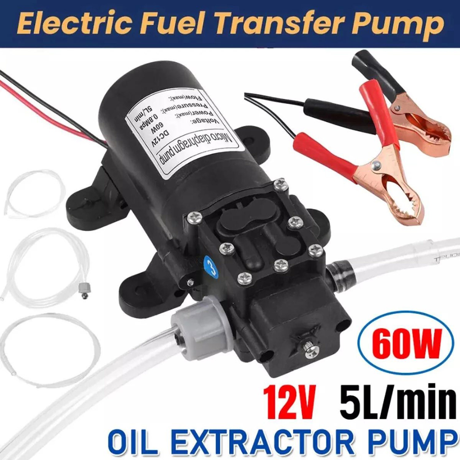 DC 12V 5L Oil Transfer Pump Fluid Extractor Suction Vacuum Change Scavenge Kit