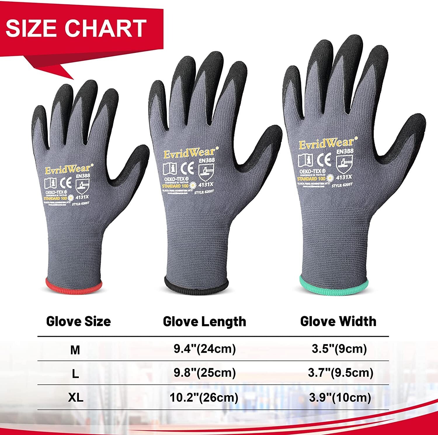 EvridWear Safety Work Gloves, Touchscreen Micro-Foam Nitrile Coated Unisex Glove