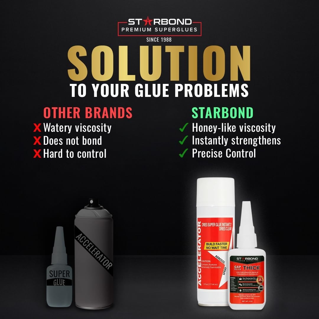 Starbond 2 oz. Gap-Filler Thick Super Glue with 6 oz. Aerosol Activator Bundle