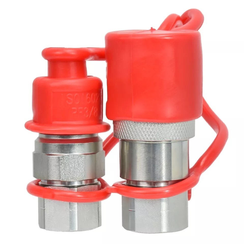 2 Set 3/8″ Flat Face Hydraulic Quick Connect Coupler Set , 3/8″ NPT Thread