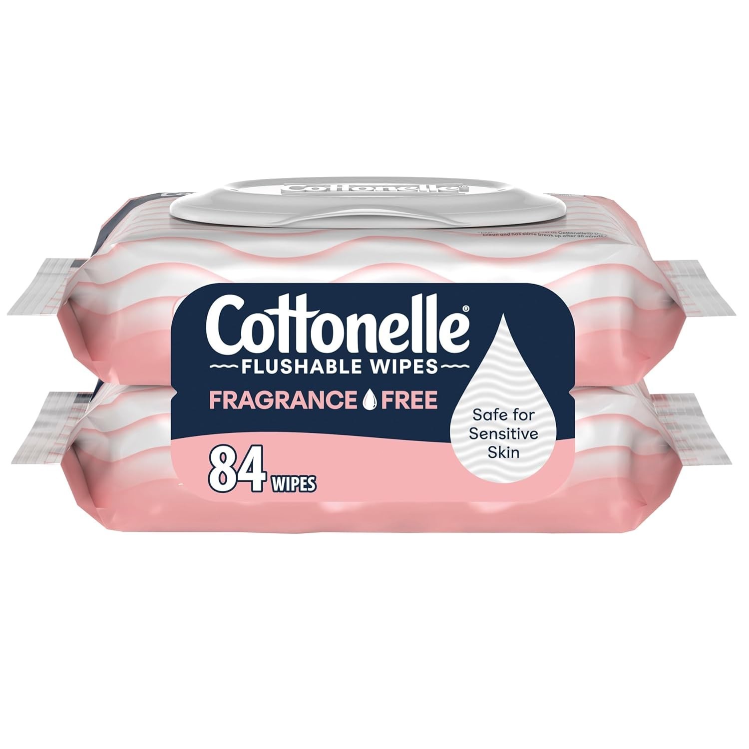 «Cottonelle Fragrance Free Flushable Wet Wipes, Adult Wet Wipes,2 Flip-Top Packs