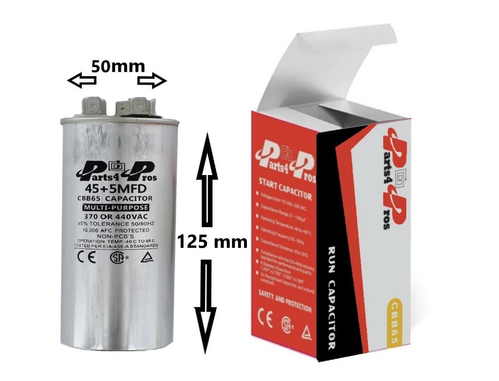 45+5 uF MFD 370-440 V AC High Quality Motor Dual Run Capacitor CBB65-R (10x)