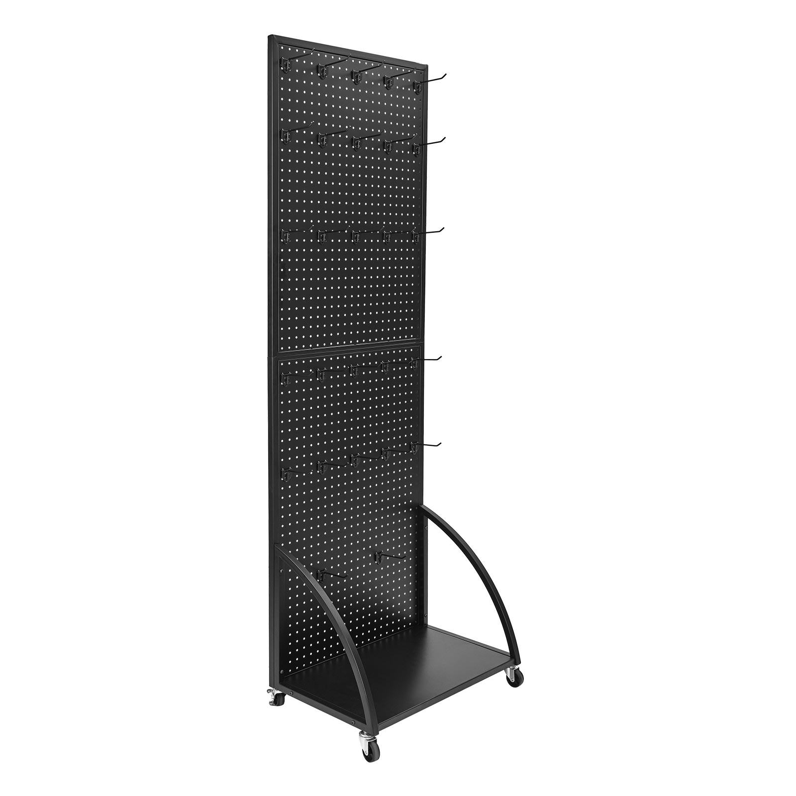 Pegboard Display Stand with 30 Hooks Pegboard Panels Display with a Plate Black