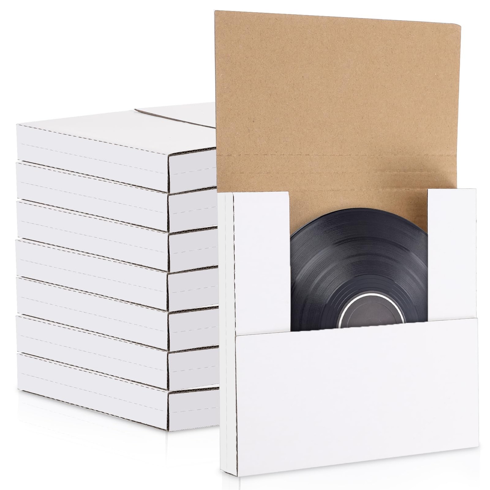 100 Pack 7 Inch Vinyl Record Mailers Boxes 45 RPM Easy Fold LP Cardboard Mail…