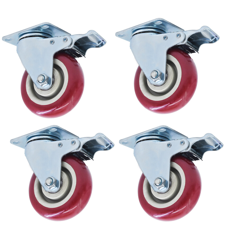 4 × 4″ Heavy Duty Swivel Caster Set Rubber Wheels All Swivel & Brake Casters