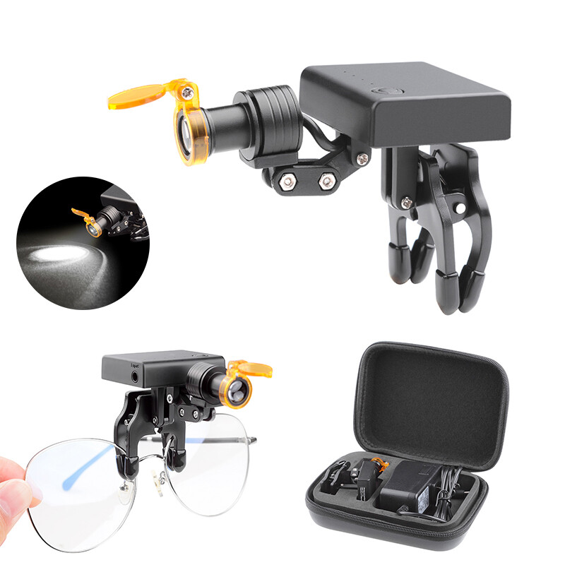 Dental 5W LED Wireless Head Light w/ Optical Filter for Loupes Glasses DY-013 US