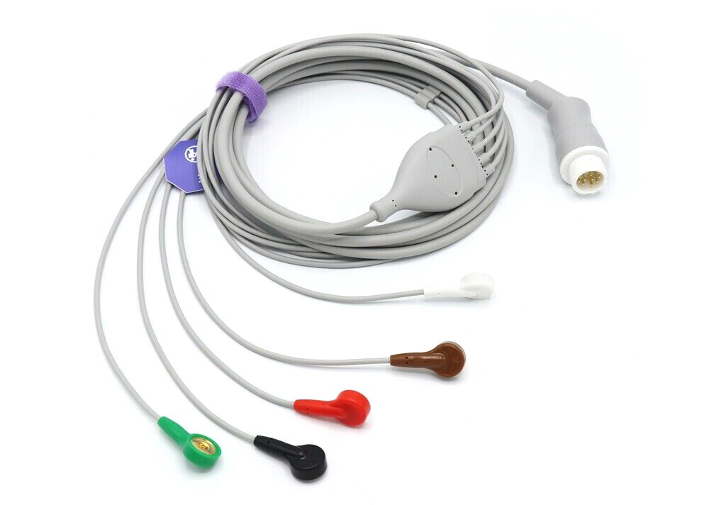 Philips 12 pin 5 Leads Snap ECG EKG Cable Agilent, Heartstart, Intellivue
