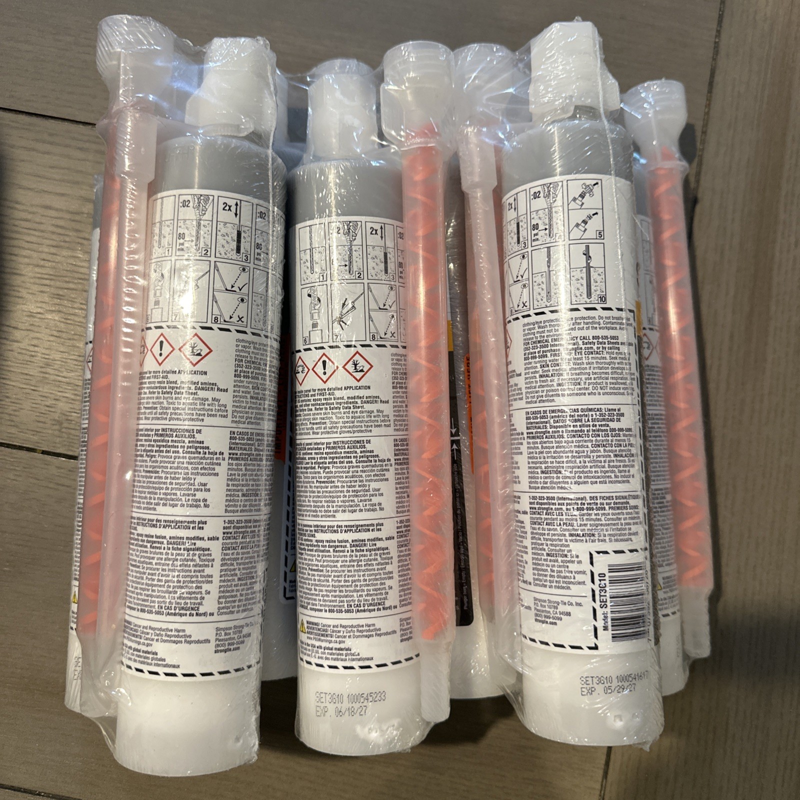 Simpson Strong‑Tie  SET‑3G High‑Strength Epoxy w/ Nozzle 7/26 Lot Of 7