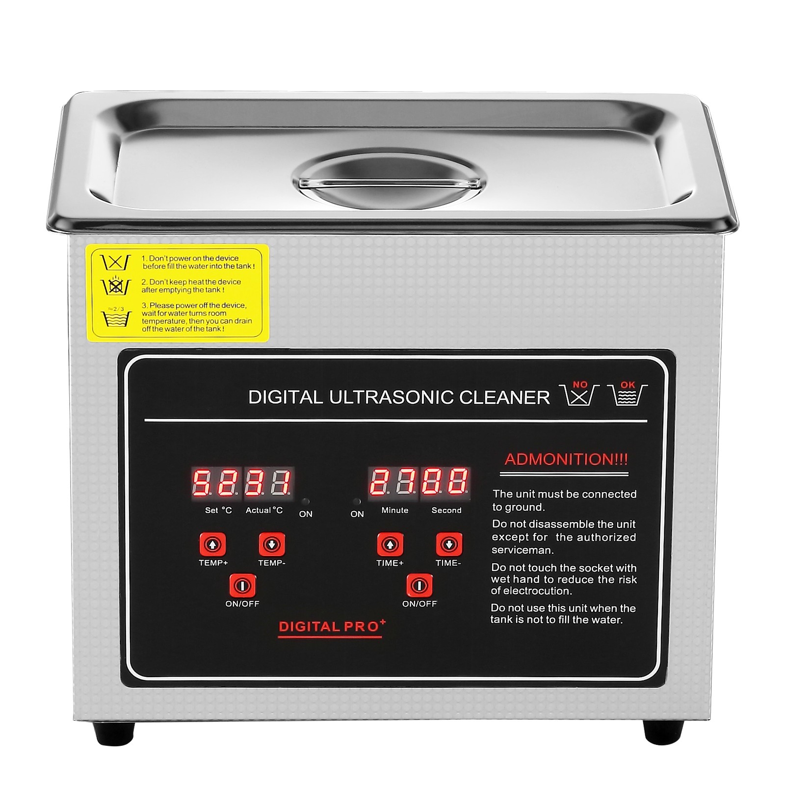 VEVOR 3L Ultrasonic Cleaner with Timer Heating Machine Digital Sonic Cleaner