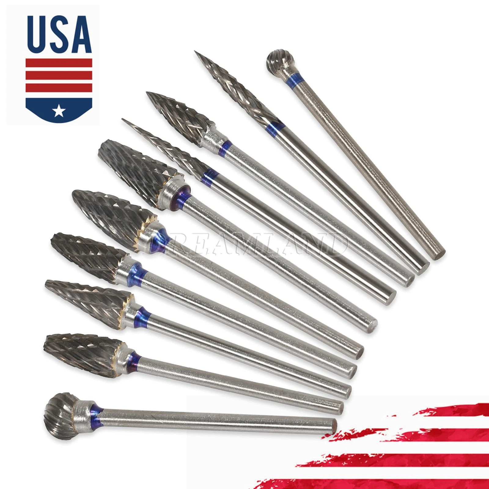 10Pcs Dental Lab Polishing Bur Drills Tungsten Steel Carbide Burs 2.35MM HP