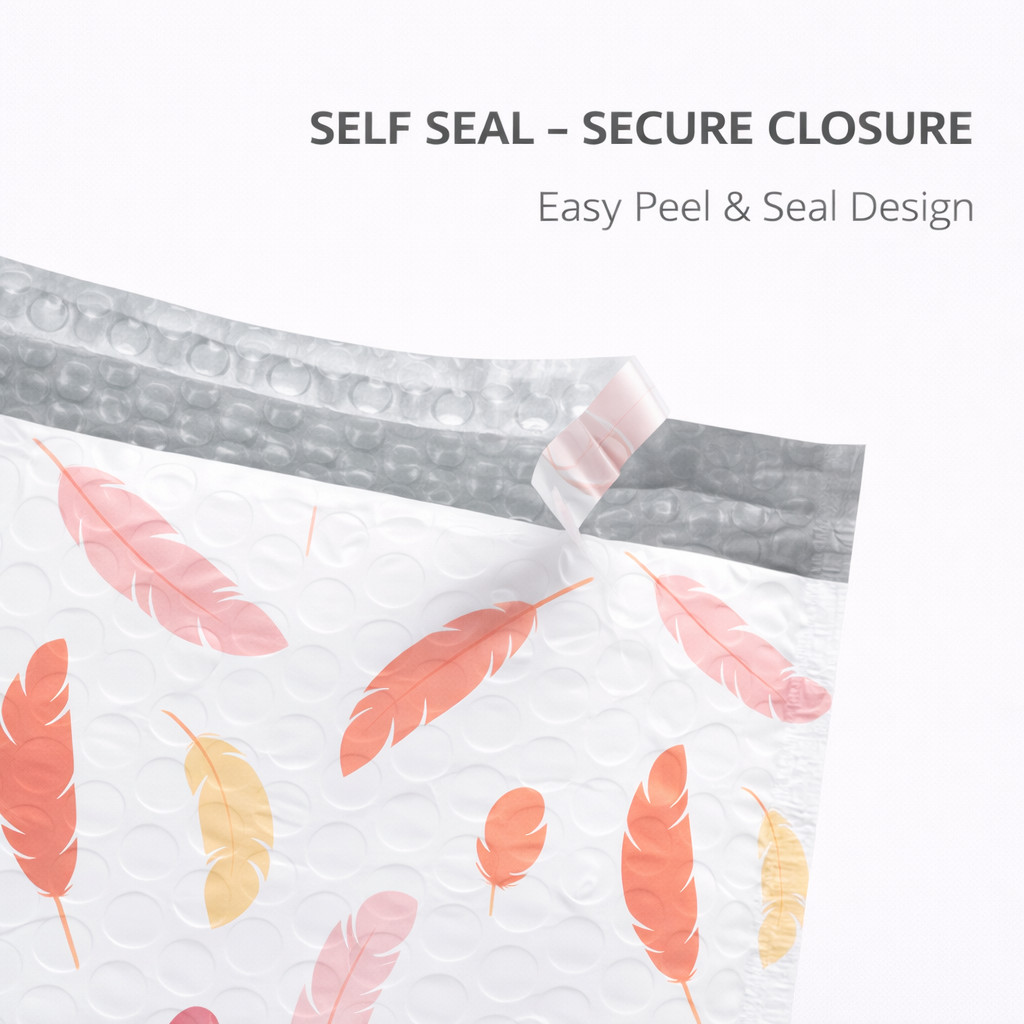 SmileMail Feathers Poly Bubble Mailers 6.5×10 Padded Self Seal Envelopes 25-500
