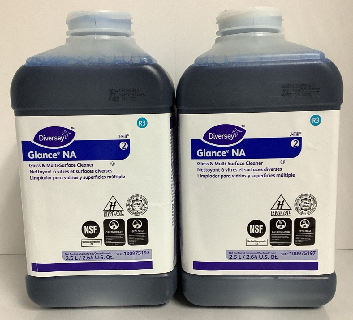 2x Diversey 100975197 Glance NA Glass & Multi-Surface 2.5L J-Fill Cleaner