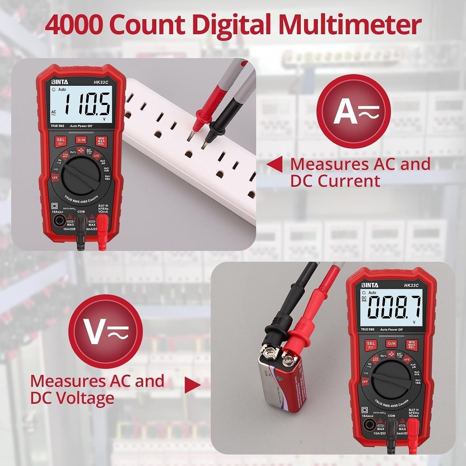 4000 Counts TRMS Digital Multimeter with Auto-Ranging & NCV Live Wire Detection